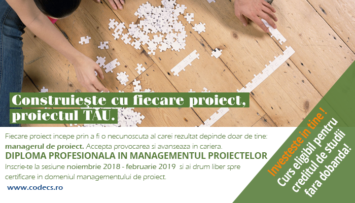 Noiembrie 2018 – Februarie 2019:  CODECS – Diploma Profesionala in Managementul Proiectelor